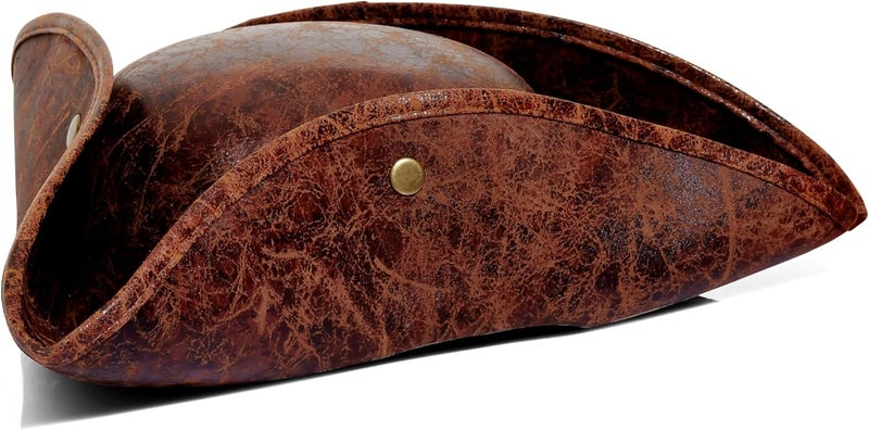COLLECT PRESENT Store Distressed Faux Leather Pirate Tricorn Hat for Adults - Vintage Style Pirate Tricorn Hat for Men & Women - Image 2